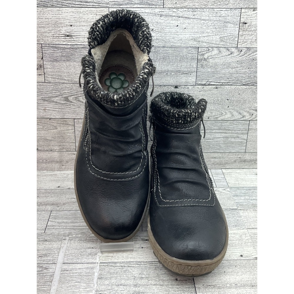 Spring Step Cleora Boots Womens Size‎ 7 Faux Fur Lined Knit Collar Ankle Zip 38